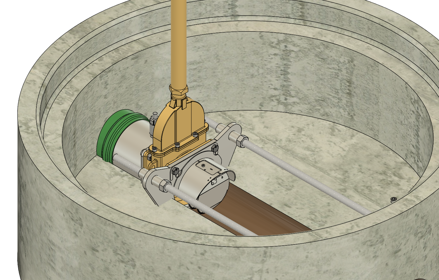 3D Zeichnung Rattenklappe Rohr Montage Schacht