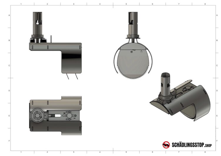Technische Zeichnung - Rattenklappe Montage